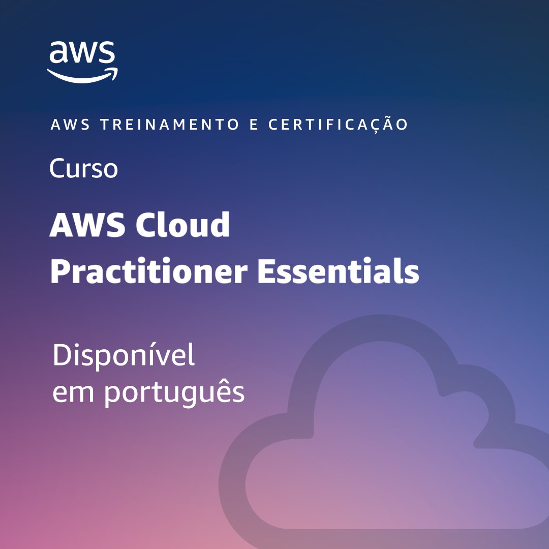 Tenha uma visão geral sobre conceitos, segurança e arquitetura em nuvem com o AWS Cloud Practitioner Essentials. Na plataforma AWS Skill Builder você também aprende sobre a nuvem com mais de 500 cursos sob demanda, do nível básico ao avançado. go.aws/3eNeBzb