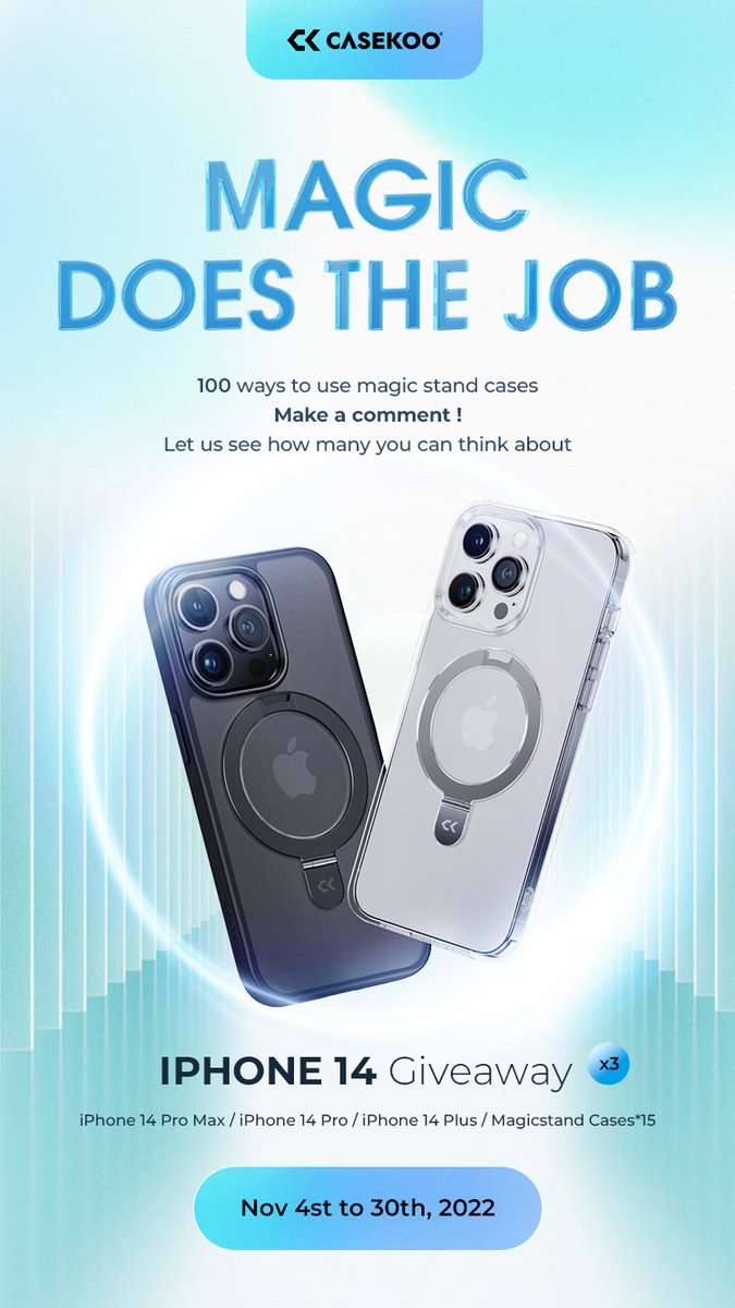 CaseKoo's tweet image. Welcome everyone to participate in our &quot;Magic Does The Job&quot; Giveaway!! Let&apos;s talk about 100 ways to use Magic Stand Cases.
To enter:
1. Follow us
2. Make a comment on HOW, WHY, and WHERE to use Magic Stand Cases. (ex: I use Magic Stand Cases to make video call at work) 
#Casekoo