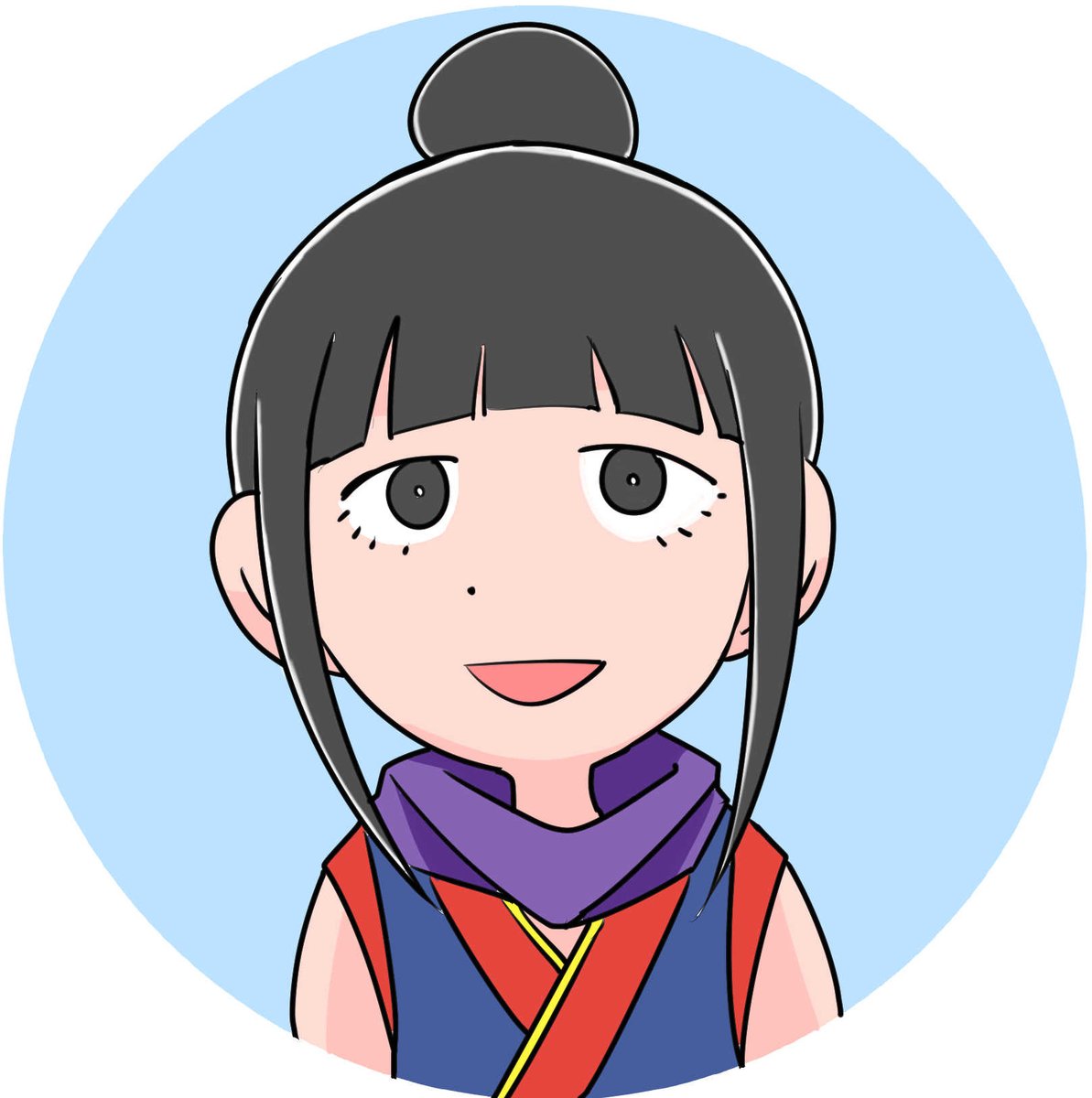 1girl single hair bun solo black hair hair bun smile open mouth  illustration images