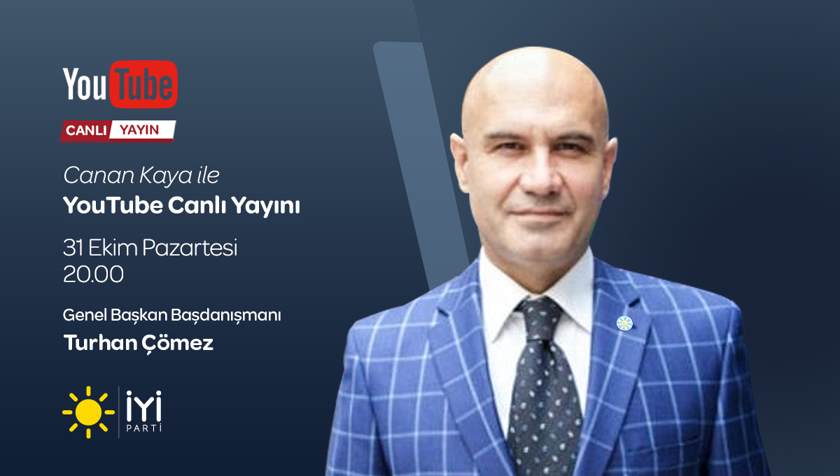 Genel Başkan Başdanışmanımız Sayın @ComezTurhan; 🗓️ 31 Ekim Pazartesi (bugün) 🕗 20.00'de 💻 Canan Kaya YouTube kanalında Canan Kaya ile #ArkaPlan programına konuk oluyor. Sizleri de ekran başına bekliyoruz.👍🏻