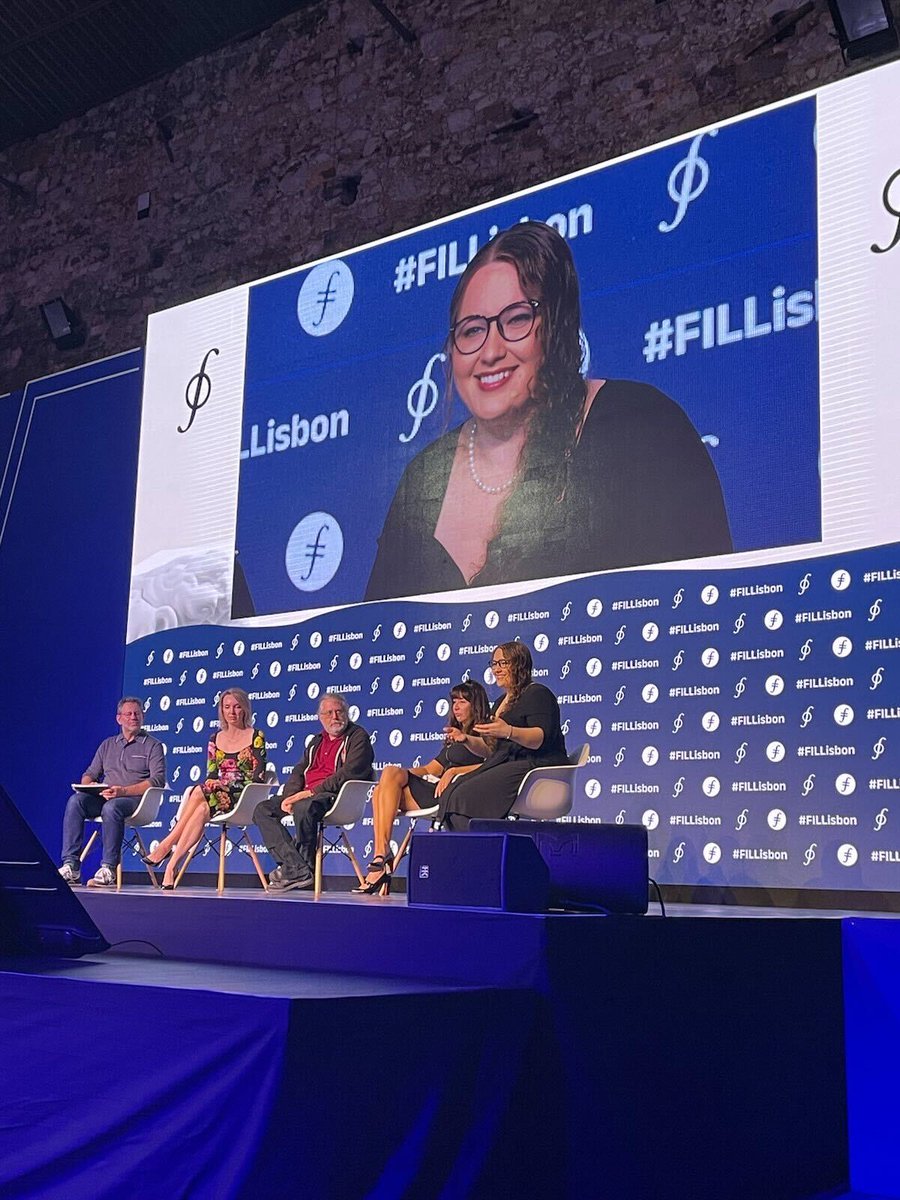 Powerhouse policy panel at #FILLisbon with @martabelcher, <a href="/kristinsmith/"></a>, <a href="/vkm1/">Veronica McGregor</a>, <a href="/kurtopsahl/">Kurt Opsahl @kurtopsahl.bsky.social</a>, and <a href="/BandmanJeff/">Jeff Bandman</a> 🌎

They survey the policy landscape for crypto and projects like <a href="/Filecoin/">Filecoin</a> in the EU, the U.S., and around the world.
