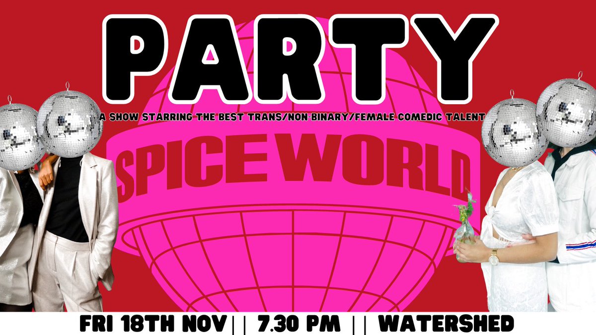 ScrapqueenParty's tweet photo. I auditioned to go on the Spice World tour. They needed a disco ball, but in the end they went for a non anthropomorphic one. Literally the story of my life. So sick of it!!!! 

Anyway. Come to Party. Fri 18th November. 7.30pm. Watershed. Ticket Link in bio. https://t.co/Kjy5hWoEze