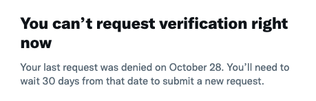 OK so we admit that our timing on this application wasn't exactly ideal for Twitter, but @verified if you are ever able to help us—BCRF, the largest private funder of breast cancer research in the WORLD—figure out why our requests are *always* instantly denied we'd appreciate it.