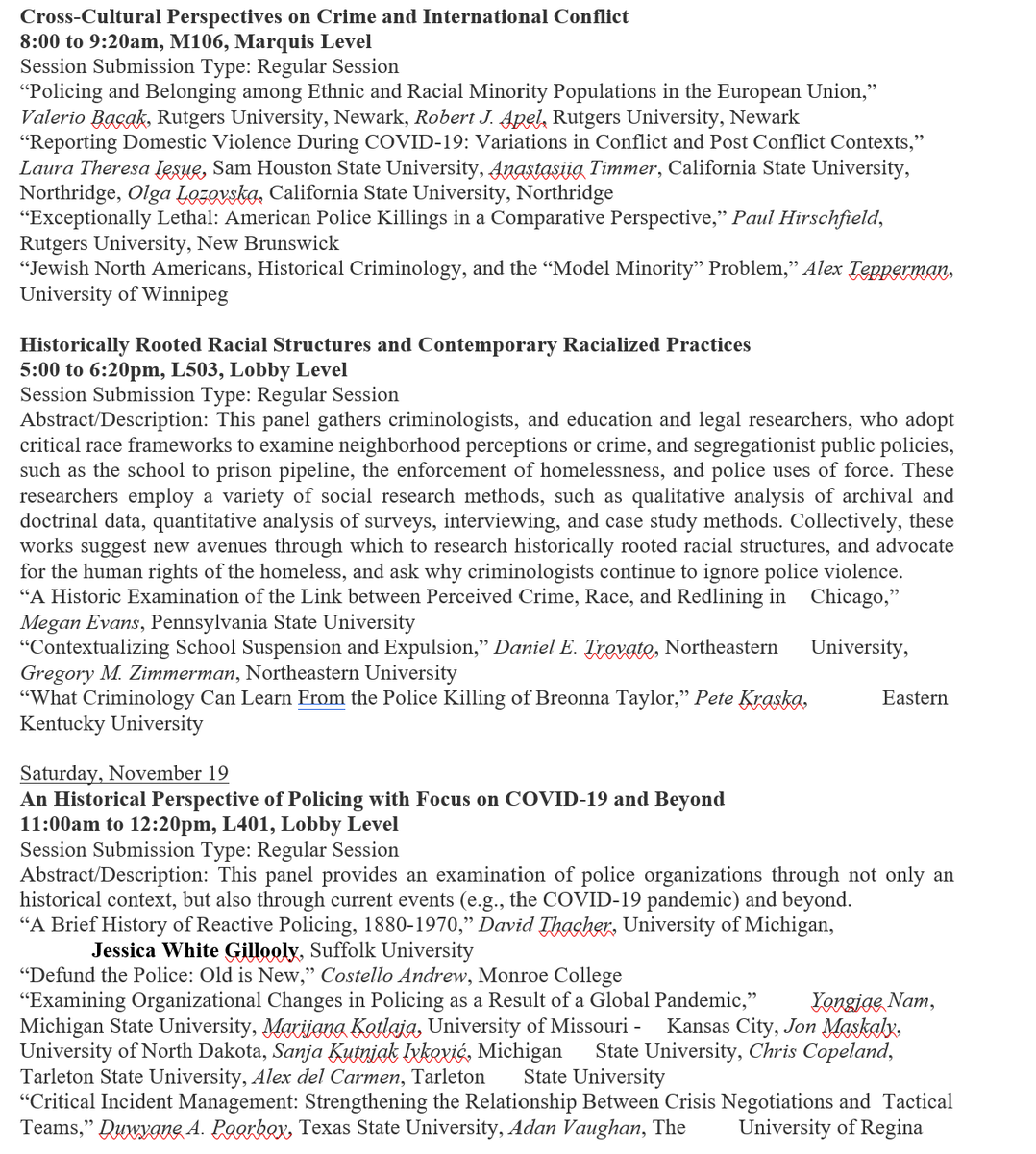 HCriminology's tweet photo. The fall air is filling with anticipation for the ASC meetings. We've taken the liberty of drawing up a roster of historically themed panels to feed that. That way, when you download the meeting app you'll know where to put the stars on your schedule. See you in ATL! https://t.co/cKMYTHGfGI