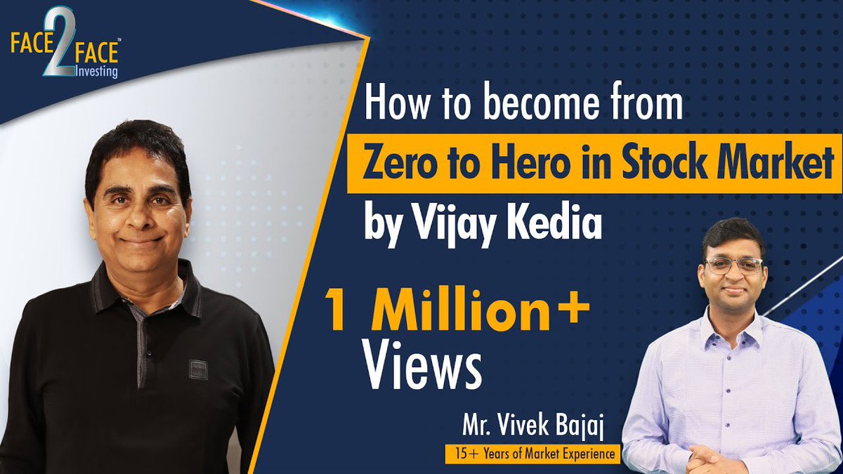 Trading or Investing? How to know what works for you? Here are all the key lessons that we must learn as traders or investors from The Journey of Vijay Kedia so far! A Mega Thread on The #face2face episode of @vivbajaj @VijayKedia1 #invest