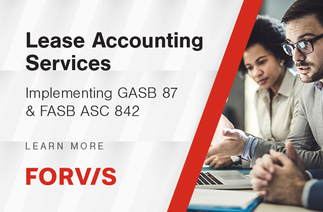 If your management team is looking for a streamlined approach to adopt FASB ASC 842 or GASB 87, check out #LeaseAccounting services from <a href="/FORVIS/">FORVIS</a>: bit.ly/3zyhWtk