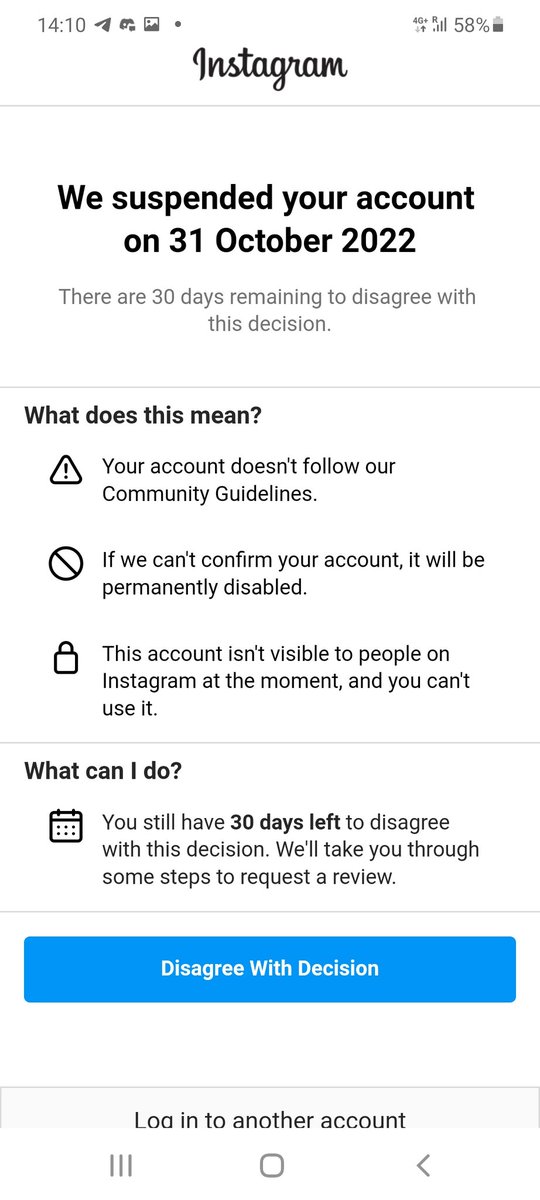 cwoodsdean's tweet photo. @InstagramComms Stage 1: you did something wrong.
Stage 2: we are reviewing your info.
Stadge 3: your account is gone https://t.co/P9MQkeuDwT