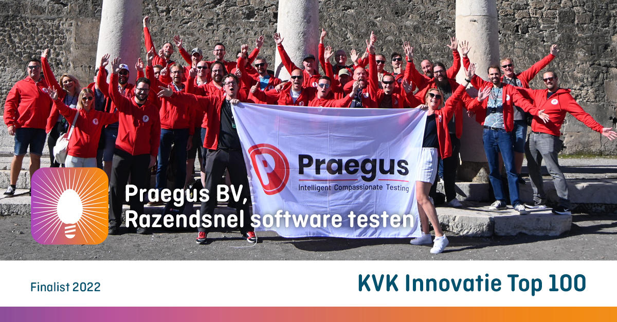 Razendsnel software testen. <a href="/Praegus/">Praegus</a> ontwikkelde het testing platform <a href="/Orangebeard_io/">Orangebeard.io</a> dat de doorlooptijd van testruns van uren/dagdelen naar secondes terugbrengt. Finalist <a href="/InnovatieTop100/">Innovatie Top 100</a> <a href="/KVK_NL/">Kamer van Koophandel</a> ow.ly/4yiC50LgfHz #innovatie #ondernemen