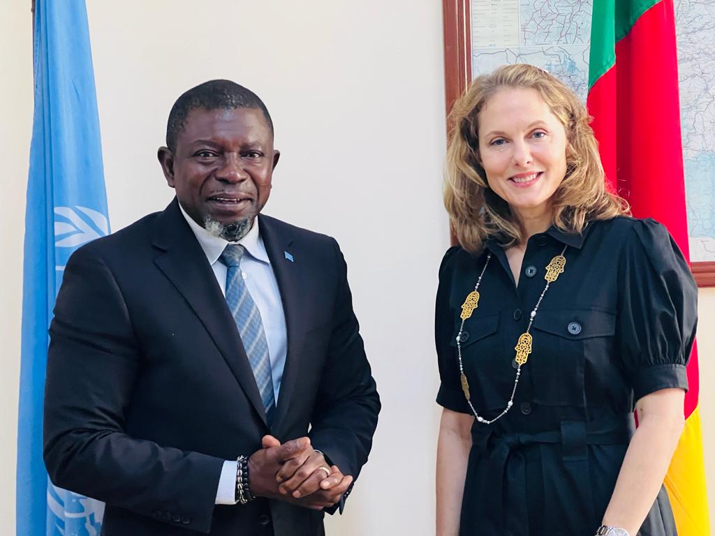 UN_Cameroon's tweet photo. Warm welcome to HRH Princess Sarah Zeid of Jordan, by Resident/Humanitarian Coordinator @mznaab. The Princess who is on official visit to #Cameroon met this morning, with the RC to discuss the humanitarian situation in 🇨🇲 &amp; reflect on partnership opportunities for @UN_Cameroon https://t.co/jaFC28rhez