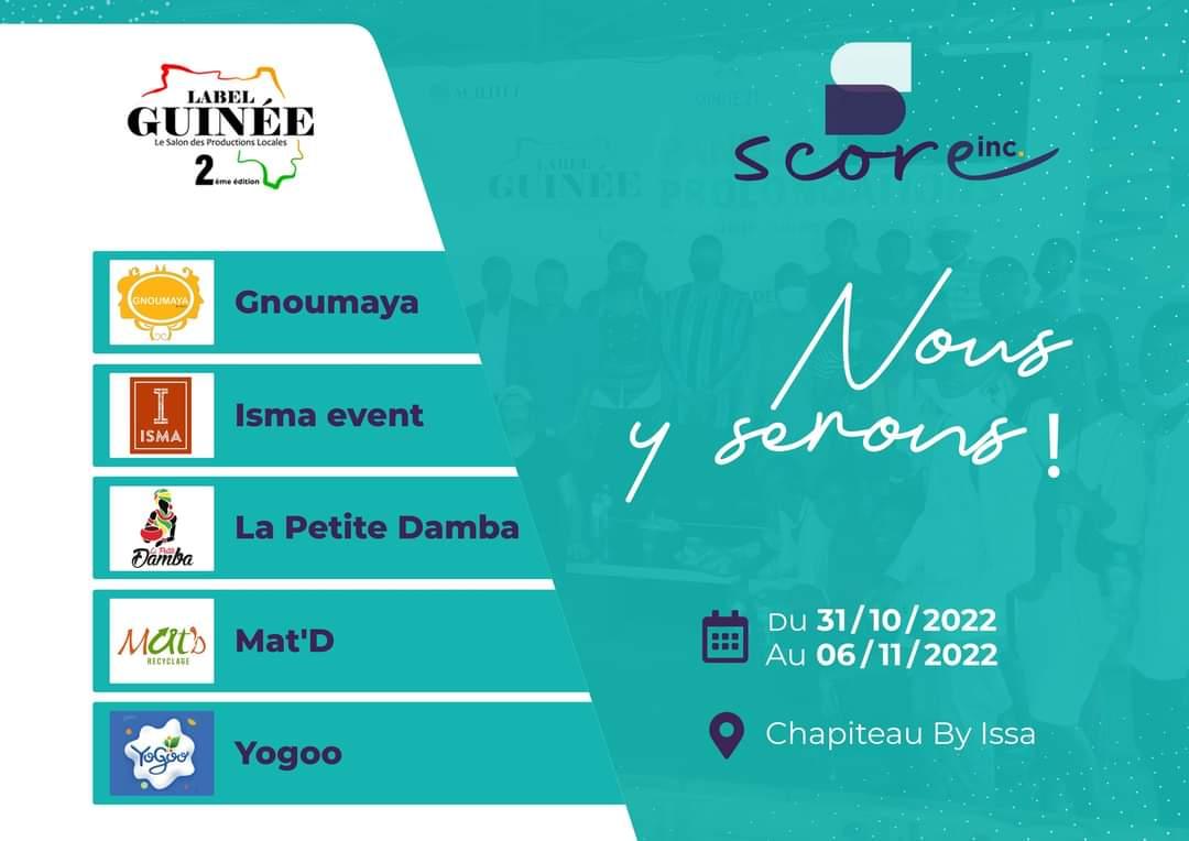 score_inc's tweet photo. Les entreprises « Yogoo », « Isma Event Planner », « Mat’D Recyclage », « La Petite Damba » et « Gnoumaya », toutes bénéficiaires du programme @score_inc, participeront à l’exposition du Label Guinée, du 31 octobre au 6 novembre 2022, à la Bluezone de Kaloum.

#contenulocal https://t.co/uJX2Um2cfW