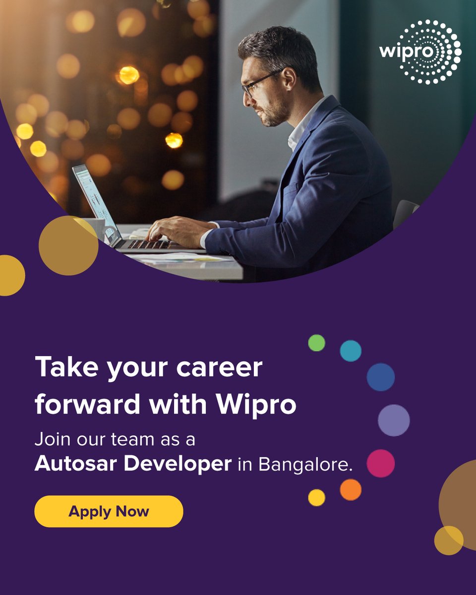 .@Wipro is looking for professionals skilled in AUTOSAR BSW Stack/ Architecture with C to #JoinOurTeam in Bangalore. Candidates with 4–11 years of experience can apply here: bit.ly/3SH9CxS #WiproCareers #WiproJobs