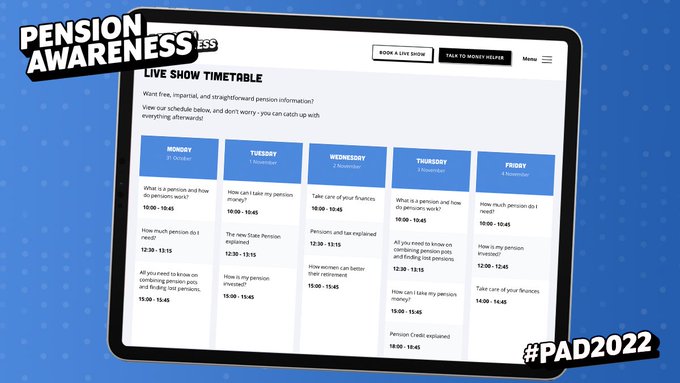 Today is the start of #PensionAwarenessWeek - we're encouraging our people to access support from <a href="/PensionDay/">Pension Awareness Day</a> so if you have a #pension question or want tips on taking care of your finances, sign up today pensionawarenessday.com #PAD22