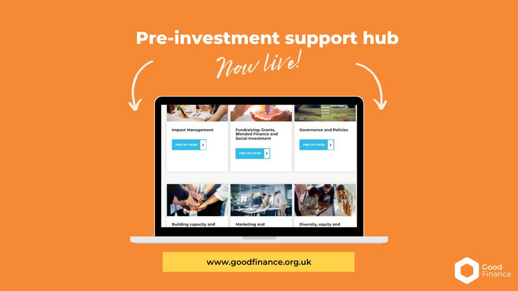 GoodFinanceUK's tweet photo. This Hub takes a step back to focus on the 'pre-investment' stage, supporting social enterprises &amp; charities by signposting to tools, resources &amp; organisations that can help them to achieve next steps, even in the face of adversity.  
Enter the hub 👉️
https://t.co/Yg26zSa6Ml https://t.co/uD8AvBu3lR
