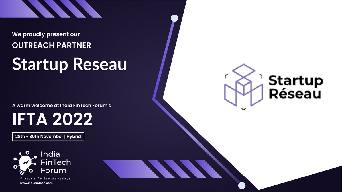 India_Fintech's tweet photo. 🏆 Attend IFTA 2022: https://t.co/g8NXsHYZVb
India FinTech Forum is proud to present Startup Reseau as its Outreach Partner at #IndiaFinTechAwards 2022.
#IndiaFinTechAwards2022 #fintech #IFTA2022 #networking #innovation #startups #funding #StartupsFirst https://t.co/C4caZkHdYN
