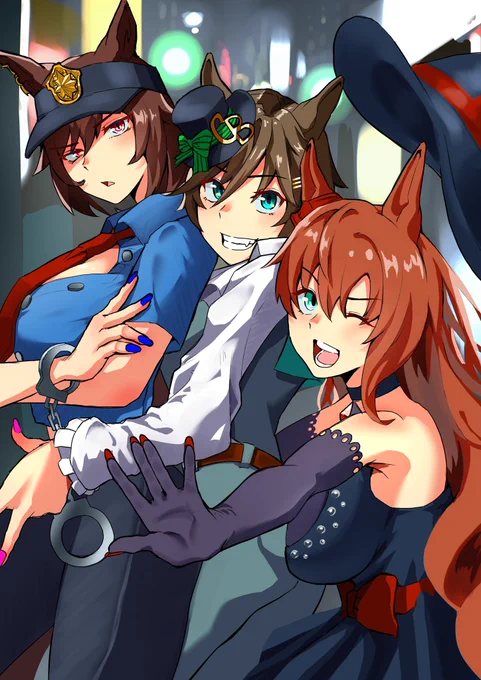 仲良し三人 ハロウィンにて#ウマ娘 
