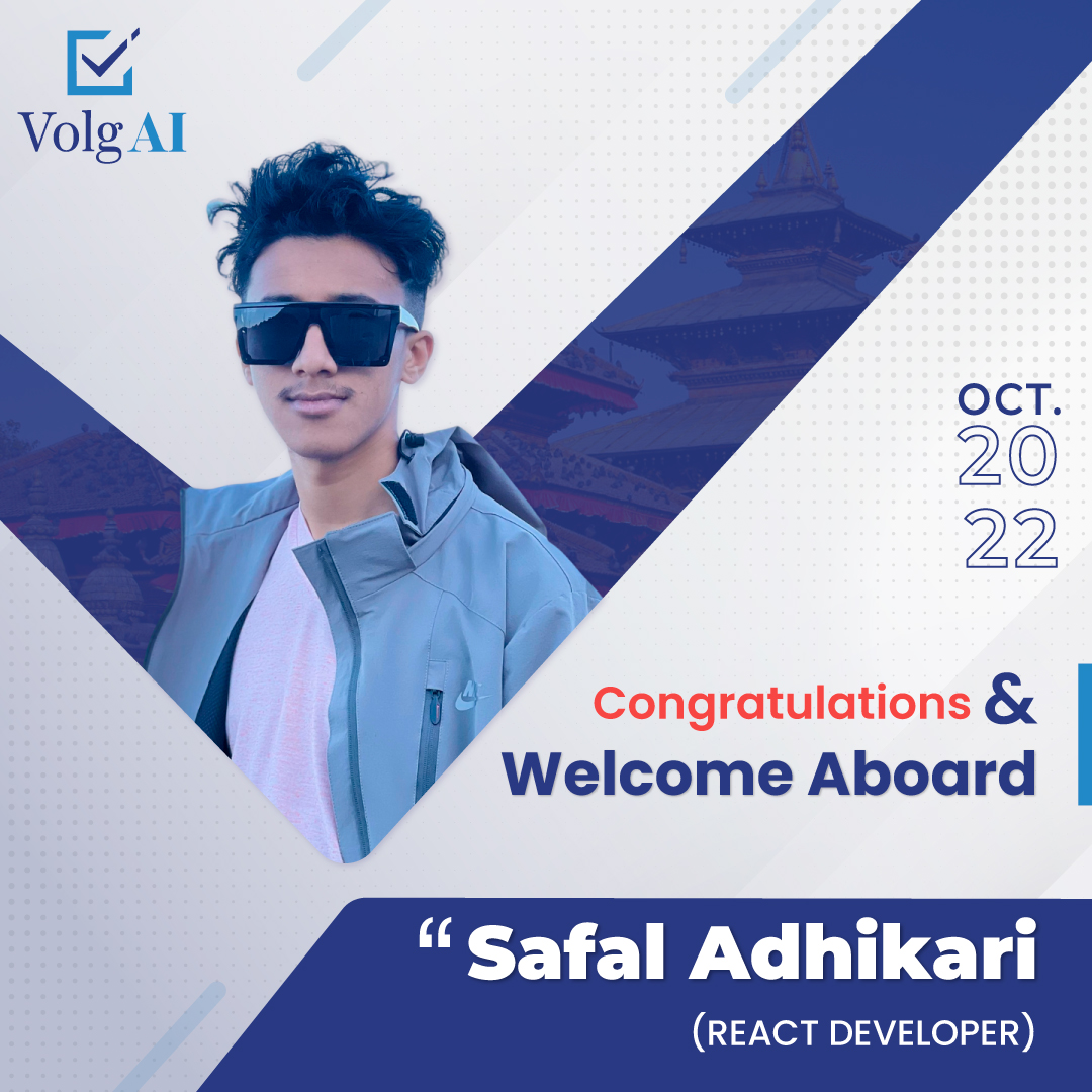 VolgAI_'s tweet photo. Welcome to VolgAI, @safal_adhikary0🎉. 

#growingteam #newhires #volgai #nepal https://t.co/auYFXMrERz