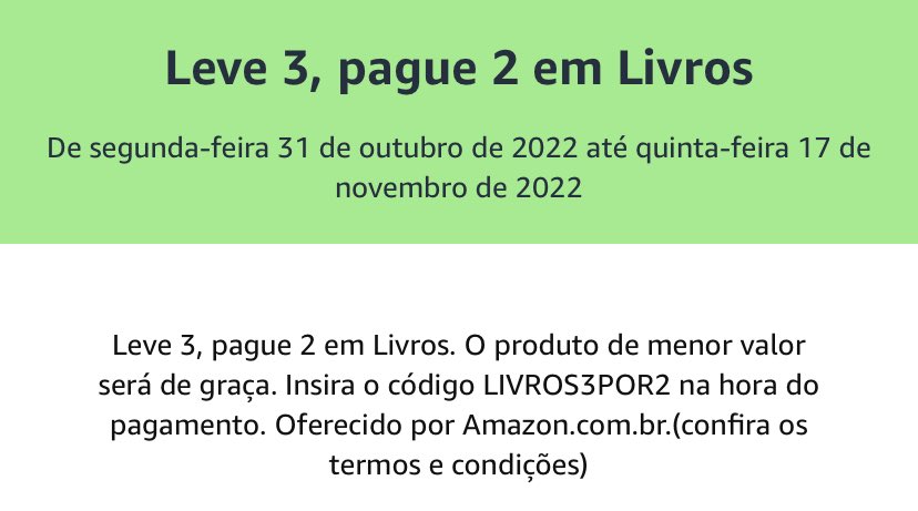 PromosDilemma's tweet photo. 💖 PROMOÇÃO DE IMPORTADOS 💖

LEVE 3, PAGUE 2

🎟️ Use o cupom LIVROS3POR2

🛒 https://t.co/IIpukq3tg3 https://t.co/RKWegBuFO3
