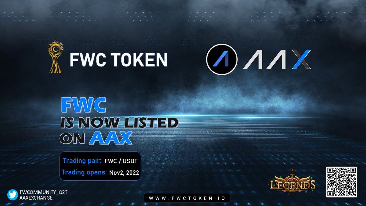 FWCOMMUNITY_Q2T's tweet photo. #Crypto
🥳⚽️🥳⚽️🥳⚽️🥳⚽️🥳⚽️🥳
It will happen on November 2nd

⚽️ $FWC will be listed on the @AAXExchange 

⌛️Deposit &amp; Withdrawal: 
9am Nov.1, 2022

⌛️Spot Trading: 
9am Nov.2, 2022
*UTC

#BSCGem 
#CryptoNews 
#FWC
#BSC https://t.co/vAEuJlhC4c