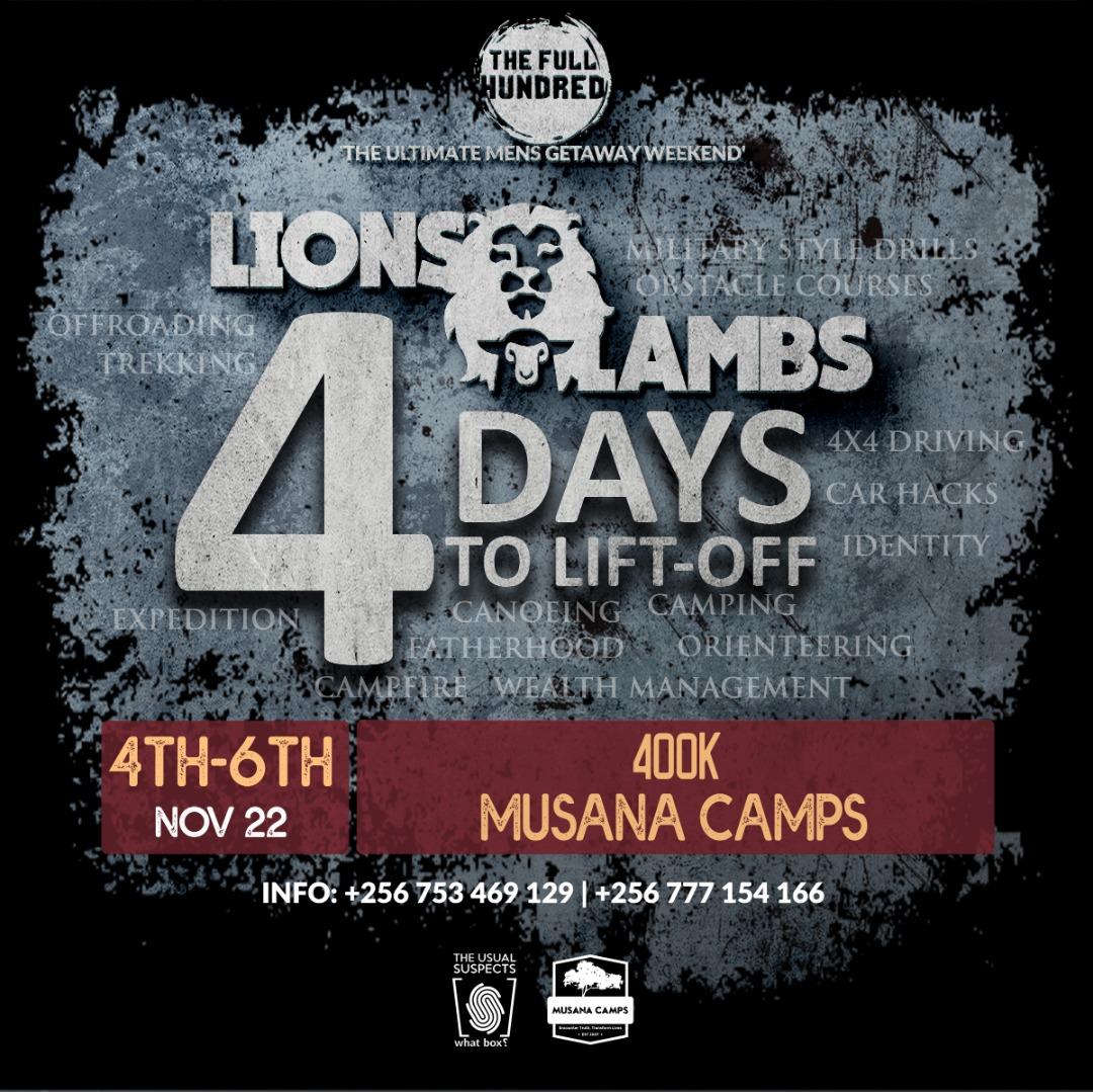 usualsuspectsug's tweet photo. The #FullHundred22 week is here. A few slots left. Book yours now
#LionsandLambs
#MensWeekend
#TheFullHundred https://t.co/vM6jhooY7N