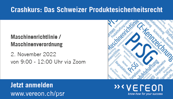 vereonag's tweet photo. Diesen Mittwoch geht es in unserem Crashkurs: Das Schweizer #Produktesicherheitsrecht um die #Maschinenrichtlinie und #Maschinenverordnung. Unter https://t.co/nYeblC8DnR finden Sie alle Informationen zum Modul, zum Referenten Hans-Joachim Hess und die Möglichkeit zur Anmeldung. https://t.co/A0w8xKY8po