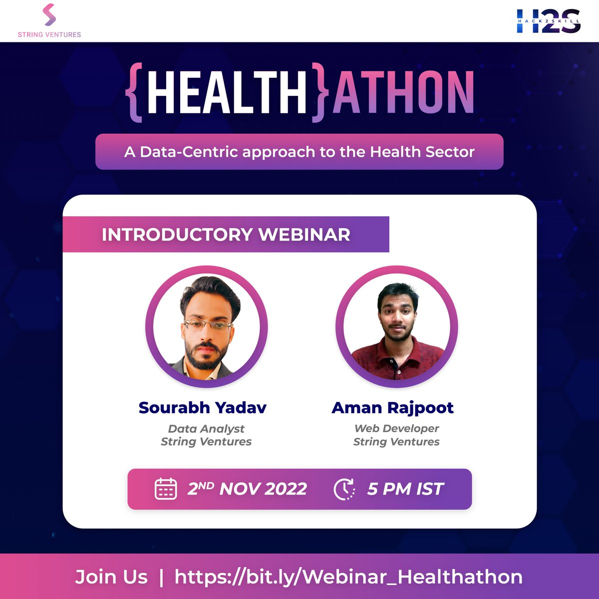 hack2skill's tweet photo. Do you wish to give powerful insights in the health sector? That too using #Data!📊

We are hosting a #webinar to give you a walkthrough of the #Healthathon-#Datathon &amp; guide you to win the ₹85,000 prize pool🏆

➡️RSVP here: https://t.co/NLHW78Uhfi

⏳ 2nd November | 5 PM IST https://t.co/mBCCSYLMd2