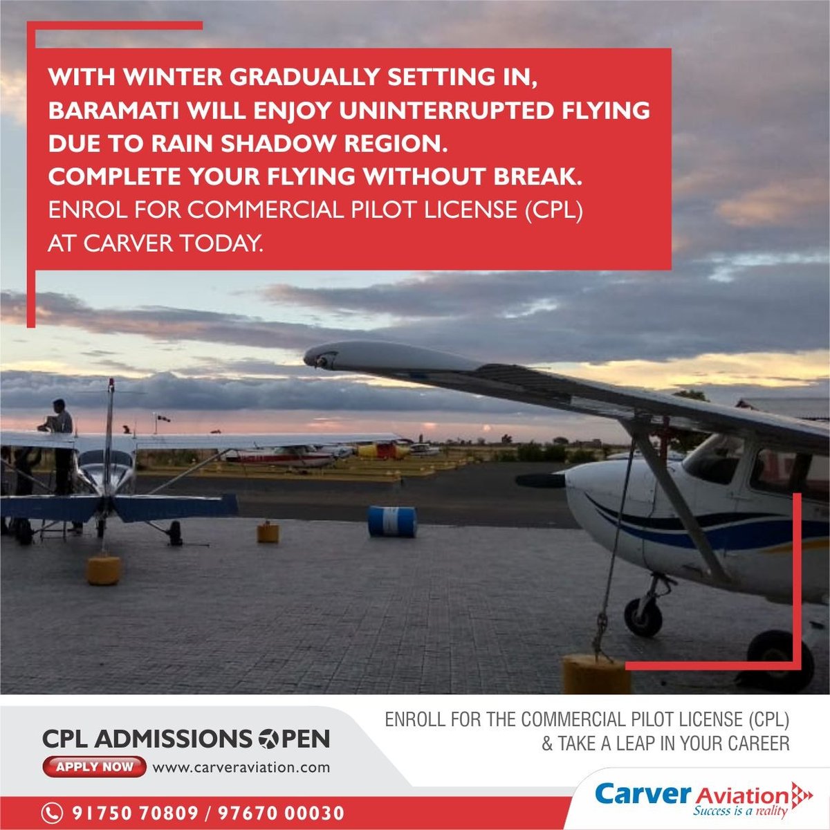Carveraviation's tweet photo. Uninterrupted flying round the year only at Carver Aviation Academy ✈️
Enroll in our Commercial Pilot Training Program and reach the new heights.
New Batch starts from Nov 2022
Contact: 9767000030/9175070809
#cpl #pilottraining #aviation #pilot #aviator #flyingtrainingschool https://t.co/kEPf7Ow1be