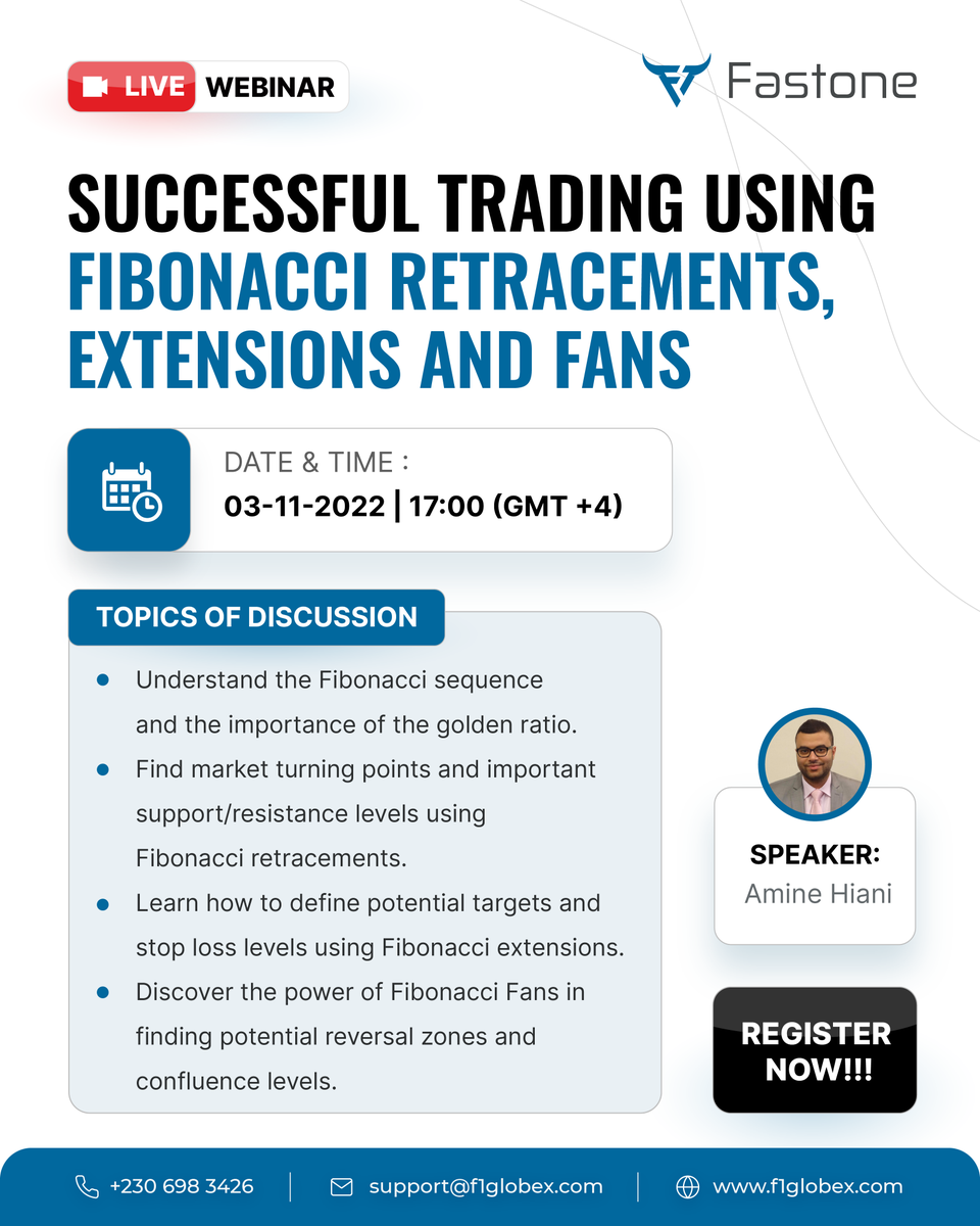 fastone_global's tweet photo. Attend the live webinar on FIBONACCI RETRACEMENTS, EXTENSIONS AND FANS.
SPEAKER: Amine Hiani
Register now: https://t.co/SuAo8platM
#livewebinar #lowrisk #speaker #registernow #trading #forextrading #onlinelearning #forextutorial #tutorial #forextrading #octafx #fxtm #forex https://t.co/nlgzcDeQE4