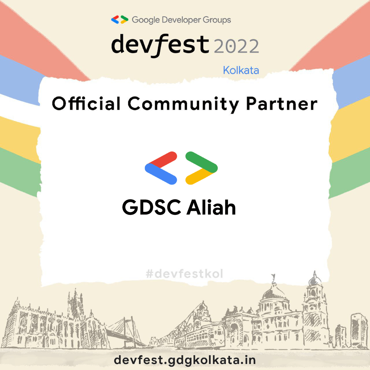 GDSCAliah's tweet photo. We are pleased to announce that GDSC Aliah is an official community partner of DevFest 2022 Kolkata by GDG Kolkata, the largest in-person developer conference in Kolkata.

#devfest2022 #gdsc #gdg #learning #devfest #devfest22 #developer #community #communitypartner #gdgkolkata https://t.co/ZpX1AISDzw