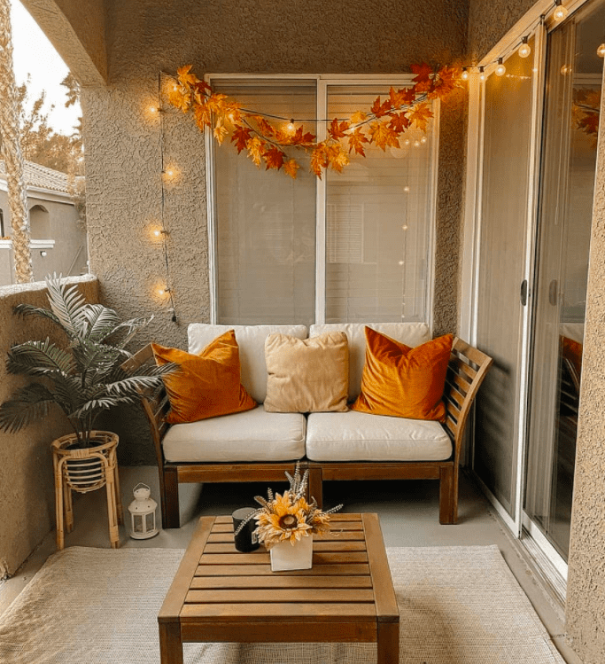 FutoniaShop's tweet photo. Un balcón perfecto para la temporada de otoño, solo falta las calabazas para estas fechas. 🎃

Photo: @Pinterest 

#FUTONES #tiendaonline #colchones #Spain #tatamis #camas https://t.co/Yy0WUrtVJ4