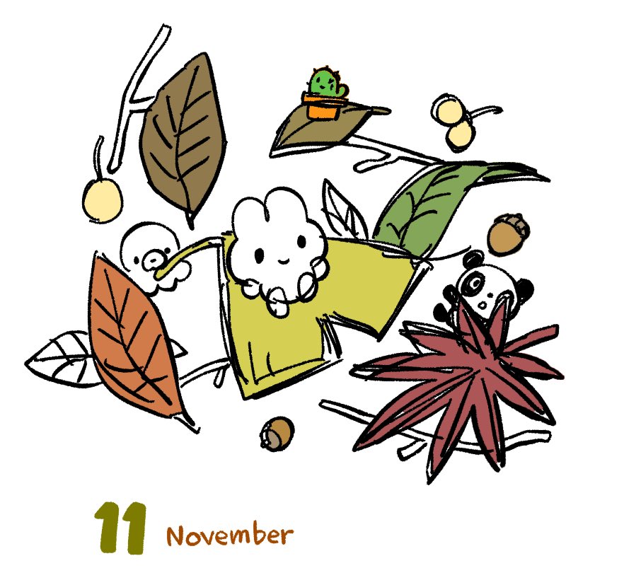 「11月のカレンダー持っててねー 」|ざきよしのイラスト