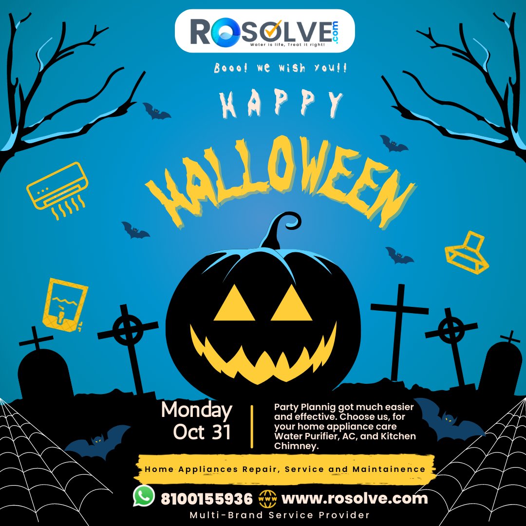 ro_solve's tweet photo. Set your party mode on and leave your Home Appliance care service on us.
👻
#celebratewithrosolve

ROSOLVE is a one-stop home appliance service provider. Visit us at https://t.co/oEEeH1vNZS or call us at +91 81001 55936 for bookings.

#Halloween #halloweencostume #halloweenparty https://t.co/4hg3qnsfR2