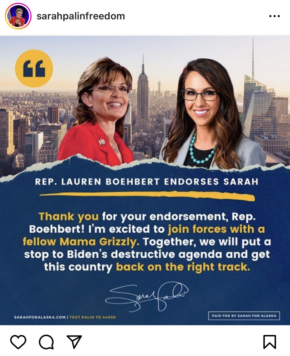 Palin misspelled Boebert’s name. Perfect.