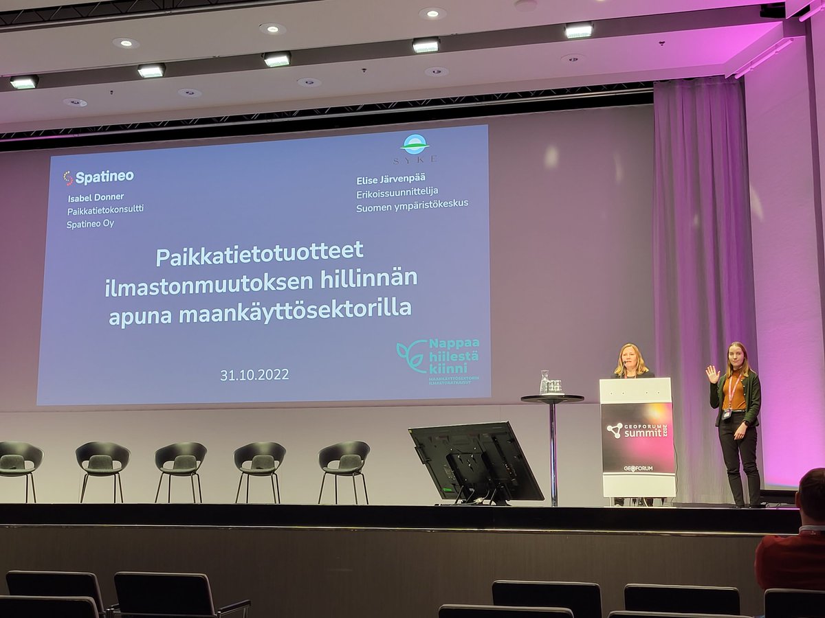 JM_Spatineo's tweet photo. #Mammutti-hankkeen tietotuotteet erittäin tärkeässä roolissa @VilleNiinisto'n korostamassa #maankäyttösektorin #hiilinielujen kasvattamisen arvioinnissa @SYKEinfo @Maanmittaus @metsakeskus @LukeFinland @Ruokavirasto @spatineo @GeoforumSummit https://t.co/d9uJWmu5XN