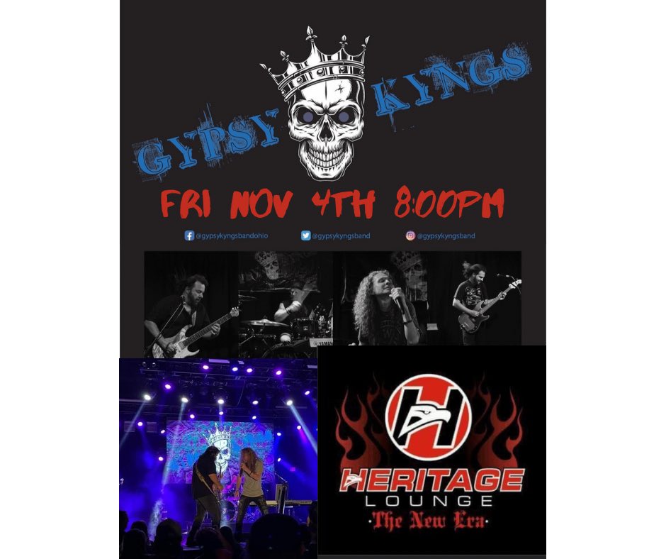 We’ll see you this Friday night, Nov 4th at the HERITAGE LOUNGE1172 Hill Rd N. Pickerington, OH. The party starts at 8:00pm, we can’t wait to see ya! #livemusic #gypsykyngsband #theresnopartylikeagypsykyngsparty