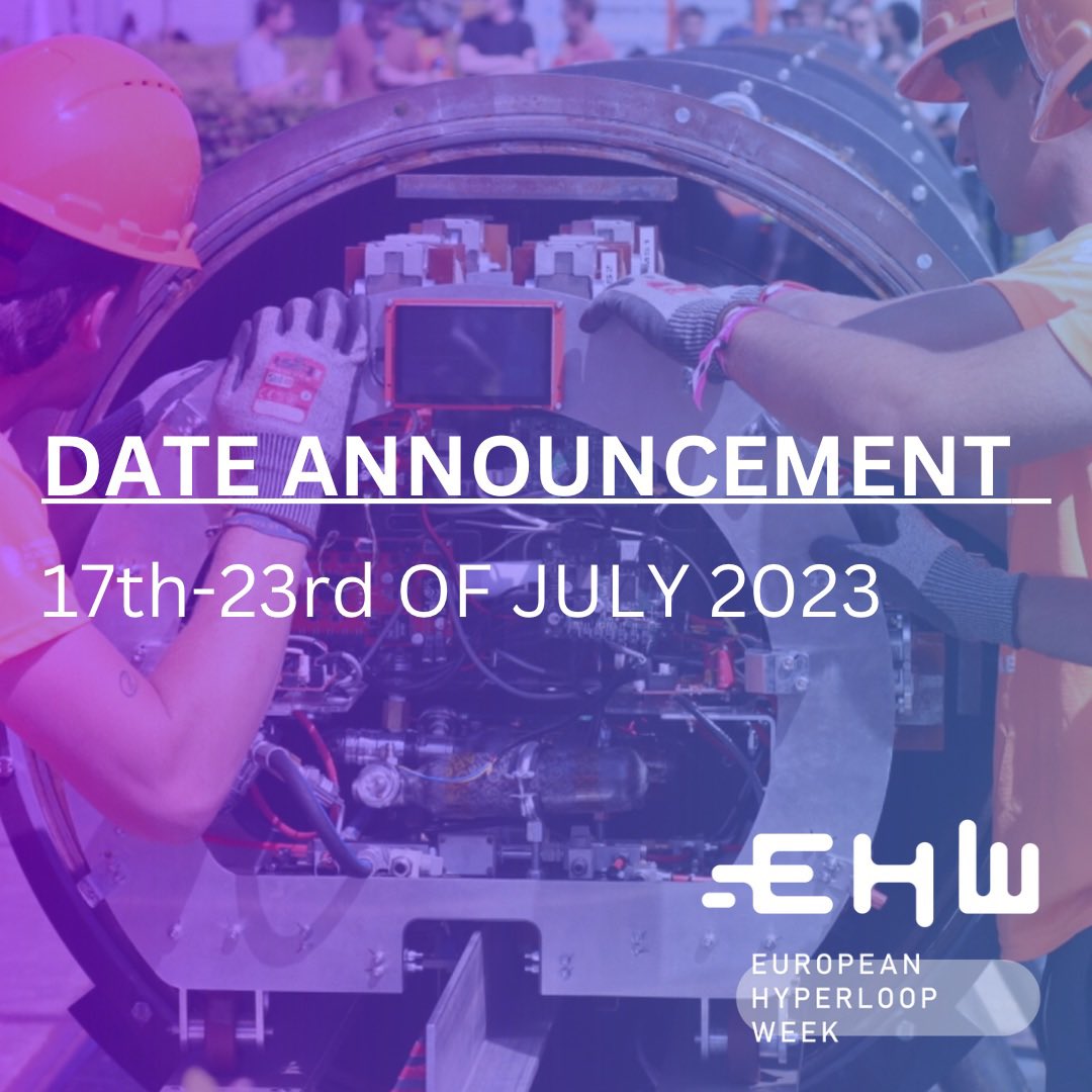 HyperloopWeek's tweet image. We are happy to announce that EHW 2023 is going to take place from July 17th to 23rd 2023. Looking forward to seeing you all there!
#hyperloop #europeanhyperloopweek #edinburgh #innovation