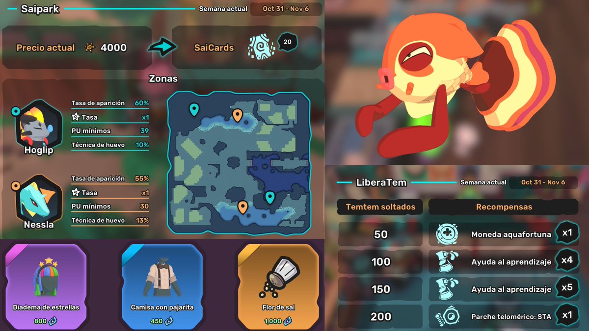 zonasafari_'s tweet photo. Esta es la configuración de #Temtem para la semana del 31 de Oct 👻 - 6 de Nov. 
Hoglip y Nessla PU mínimos + Mov. 🥚 en #saipark
Koish Melee 👊
Liberatem 🫤
Cosméticos nuevos en la tienda premium y animación #Saltbae (animación entera en hilo)
#Koish #Liberatem #Freetem https://t.co/BLcwZu6Wt9
