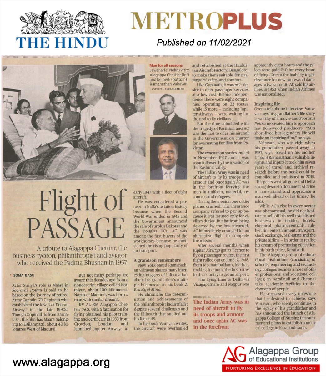 AlagappaAlumni's tweet image. Jupiter Airways - Dr.Alagappa Chetiyar
#Firstpilot
#Firstmemberinclub
#Aircraft 
#Seconworldwar
#lowcostforpassenger