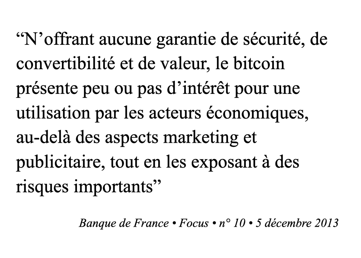 EricLarch's tweet photo. En ce jour d'anniversaire du white paper de #bitcoin, je partage avec vous sur le moment précis de mon basculement.

Le 5/12/13, la @banquedefrance publie son focus. L'extrait suivant a achevé de me convaincre que le Bitcoin était le futur👇 https://t.co/lIe5j2mXZJ