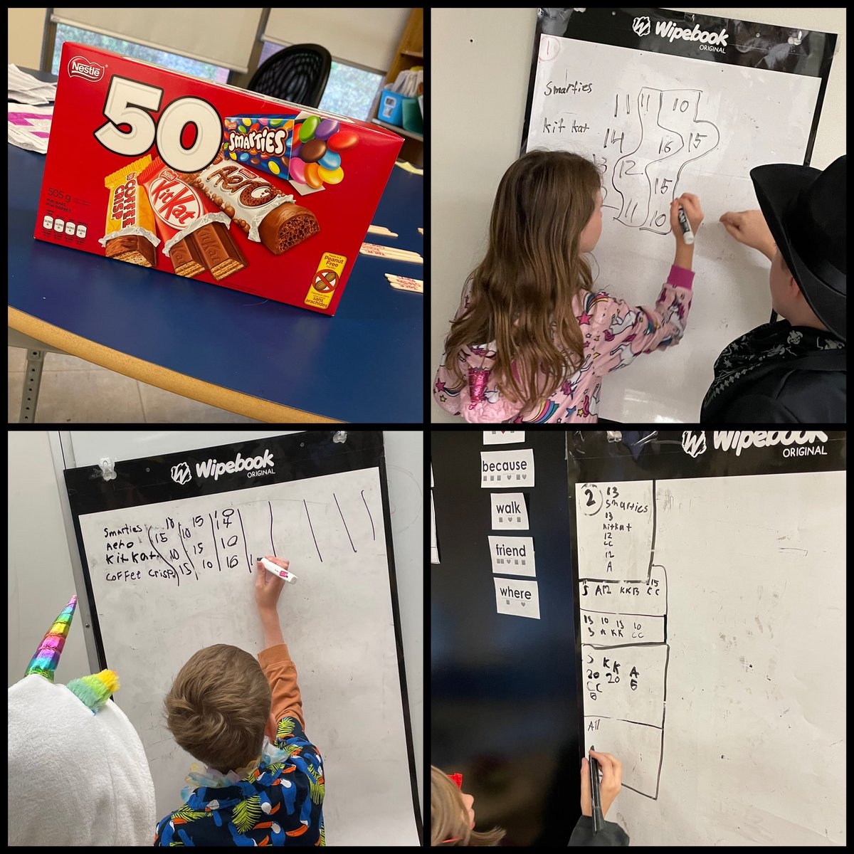 50 mini chocolate bars in a box - what are the possible combinations of the 4 bars? 🤔🍫