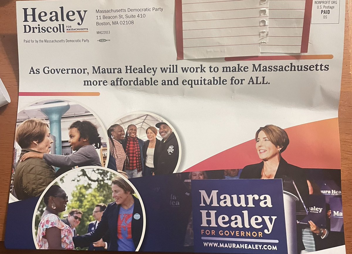 myplunderedream's tweet photo. 🤔
Nov Midterms are LOOMING.
Here in MA we r getting a new Governor. We are not on the official website but we made it onto this obviously, targeted voter mailing.
We are not on the radar at all except to deliver votes.🤷🏽♀️ #DemocraticDownBallot⬇️.
#AdosReparations
#DownBallot⬇️ https://t.co/Byxc0cpcNt