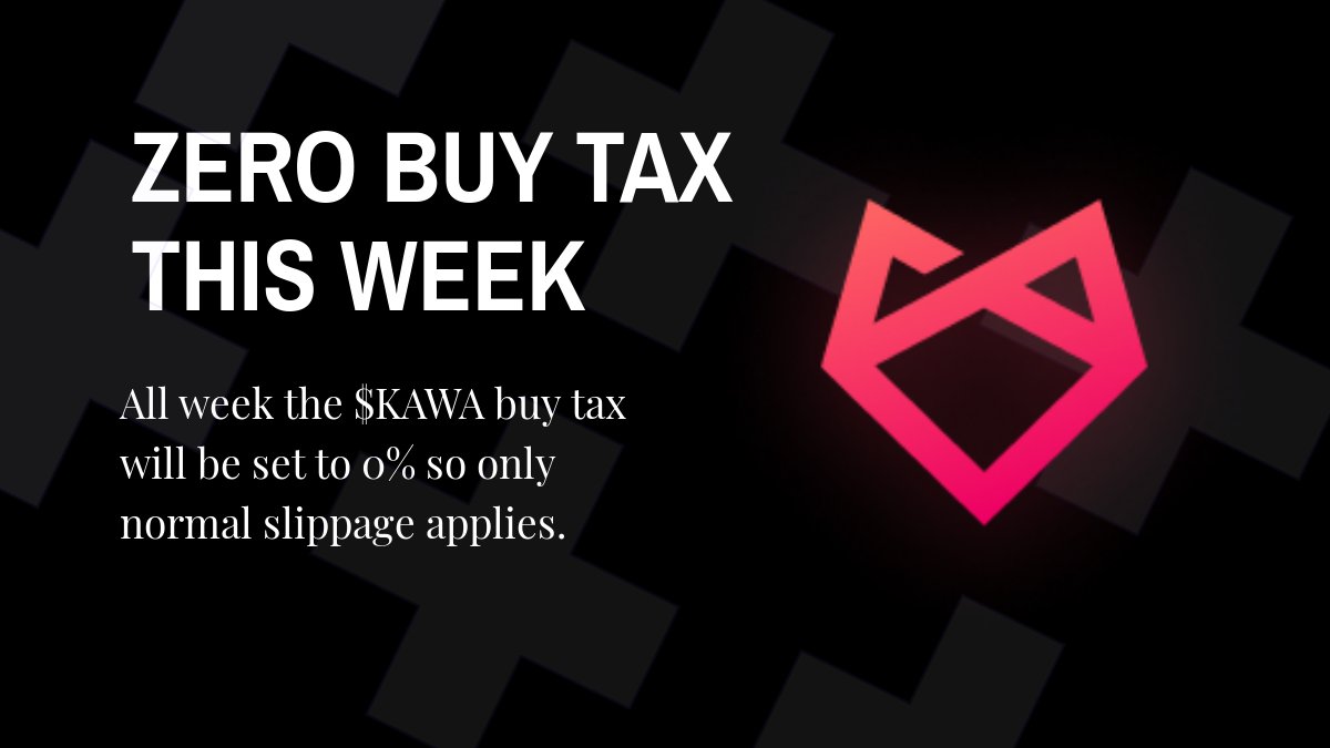 Zero $KAWA buy tax all week. 🎃

#Kawa #Kawakami #dogecoin #DOGE