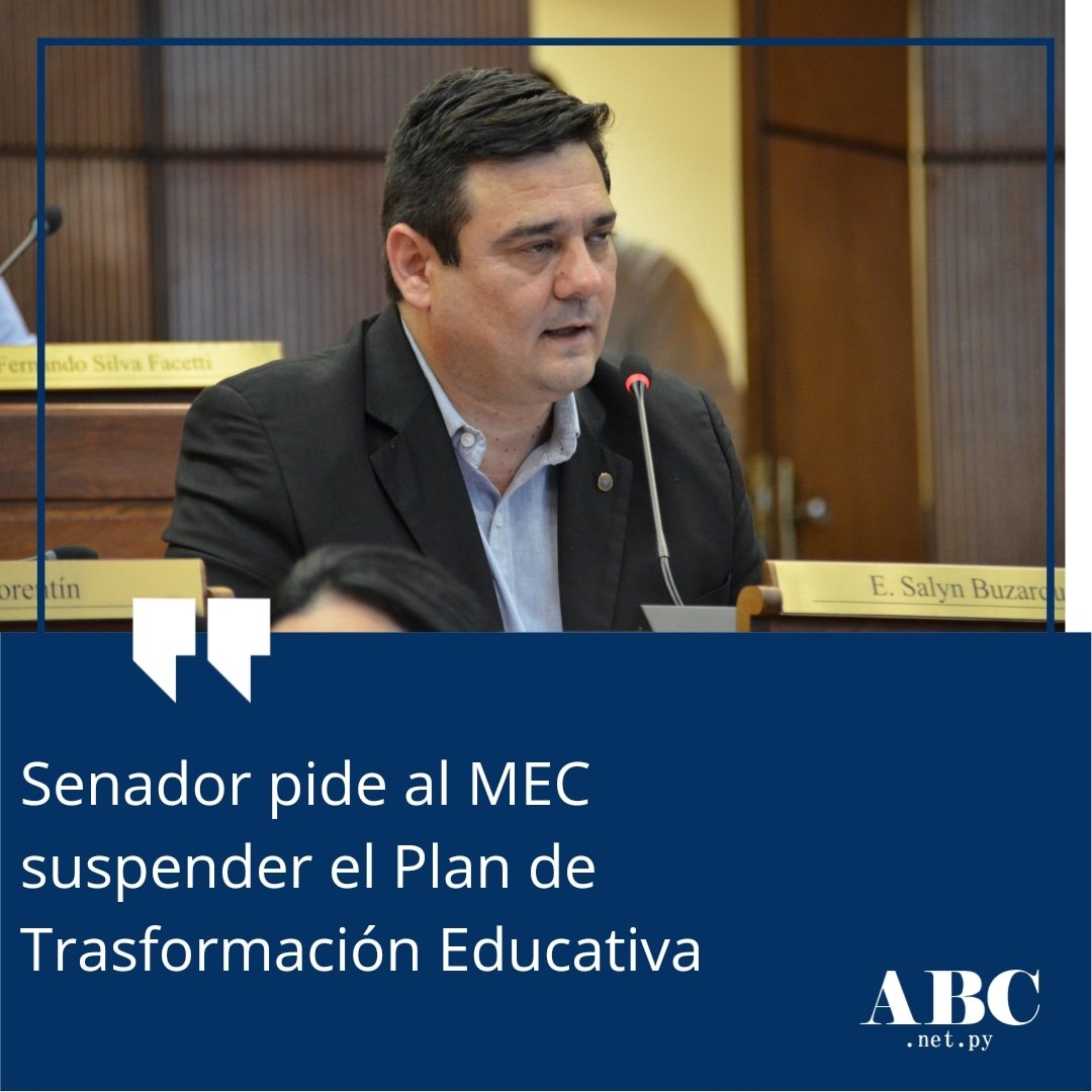 abcnet_py's tweet photo. 📌 El senador Salyn Buzarquis insistió en que el Ministerio de Educación debe suspender el Plan de Transformación Educativa.

📌 Aseguró que el debate debe ser más amplio y "no es el momento político".
.
#senador #mec https://t.co/95VcFYnDTB