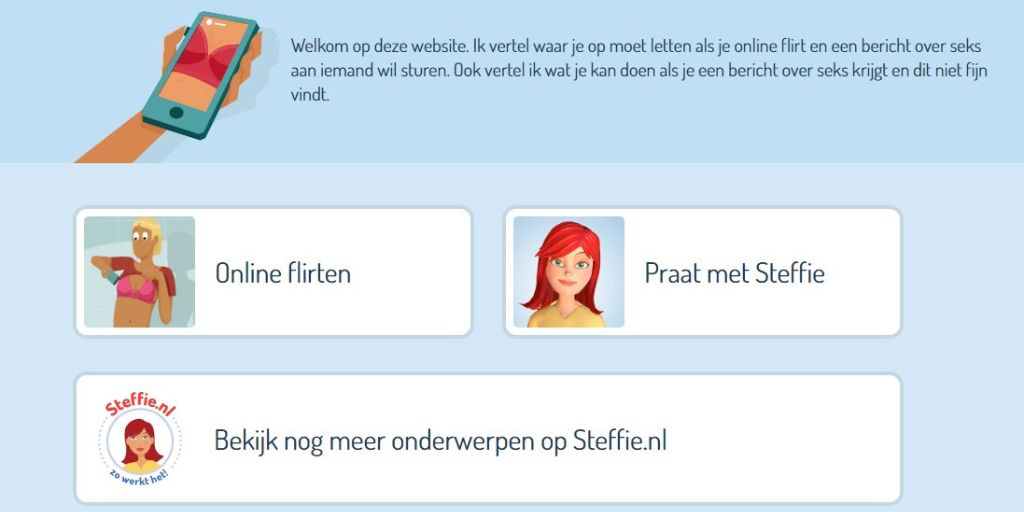 Eind oktober is de website Onlineflirten.steffie.nl gelanceerd. De website geeft in duidelijke taal informatie over online flirten en sexting.👍 vgn.nl/nieuws/lanceri… #flirten #sexting <a href="/SteffieHelpt/">SteffieHelpt</a>