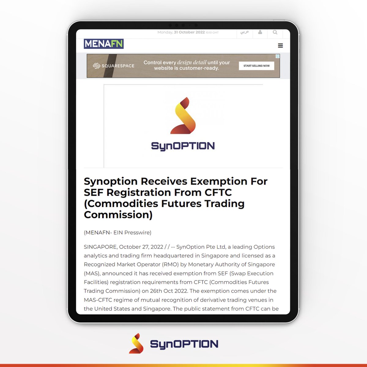SynoptionTech's tweet photo. It feels great to see that #SynOption is getting featured in popular news websites. https://t.co/P5RBuTVXeZ