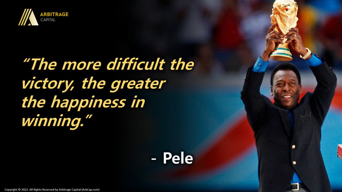 ArbCapGlobal's tweet photo. "The more difficult the victory, the greater the happiness in winning." - Pele
#Pele #SportsLegends #Sports #SportsArbitrage #ArbitrageTrading #ArbitrageCapital #ArbCap https://t.co/BJhvJ8AFPK