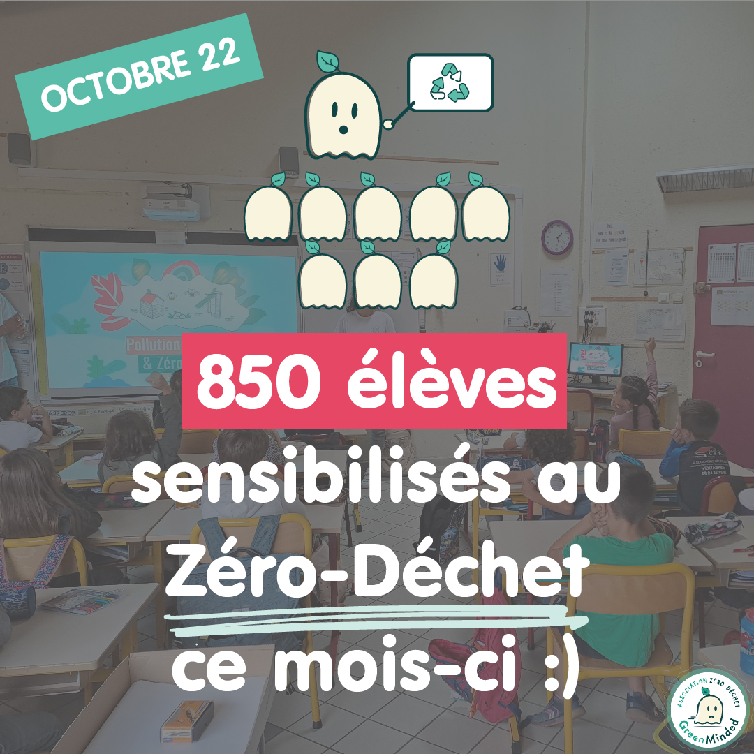 Ce mois-ci, c'est 850 élèves que nous avons sensibilisés au #zérodéchet via notre programme d'#EEDD, grâce à l'engagement citoyen de nos #bénévoles ! 😍 Pour découvrir ou soutenir "Les GreenMakers" : greenminded.fr/actions-educat…