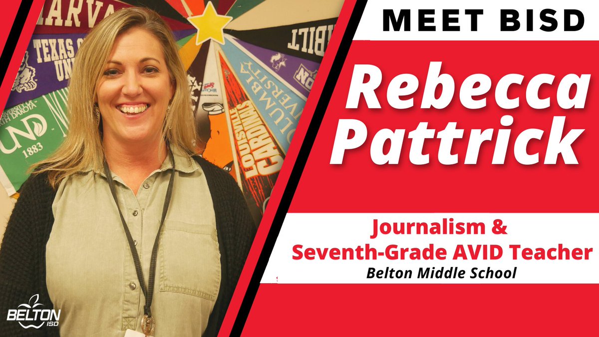 BeltonISD's tweet photo. #BigRedCommunity — Extra! Extra! Read all about Rebecca Pattrick! This journalism and AVID teacher at @beltonms loves working with students from different backgrounds. She also gets a peek as her own 7th grader experiences middle school. 📰 Learn more > https://t.co/zQTLLqMxHm https://t.co/H4bkB7dktu