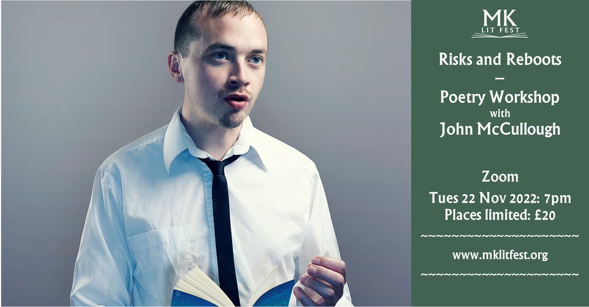 As his first workshop has now sold out, we've managed to talk <a href="/JohnMcCullough_/">John McCullough 🏳️‍🌈</a> into running it again on 22/11. Places very limited and going fast, so don't delay! 
mklitfest.org/risks-and-rebo…
#poetryworkshop #writingworkshop
<a href="/WestburyArts/">Westbury Arts Centre</a> <a href="/AHA_MK/">AHA-MK</a> <a href="/CultureMK/">CultureMK</a> <a href="/MKFringe/">MK Festival Fringe</a>