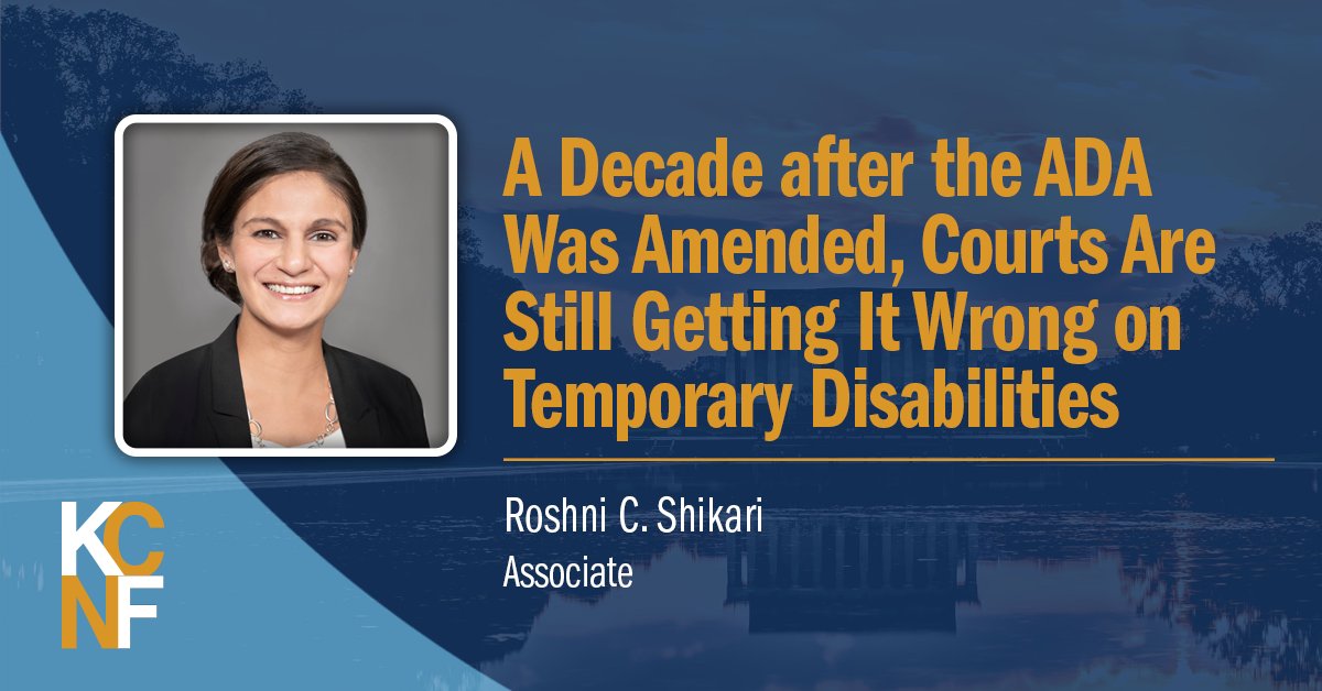 KCNFDC's tweet image. The Americans with Disabilities Act provides that #employees with temporarily or partially disabling conditions are entitled to reasonable #accommodations in the #workplace (Despite lower courts sometimes getting it wrong). Roshni Shikari explains.

kcnfdc.com/blog/a-decade-…
