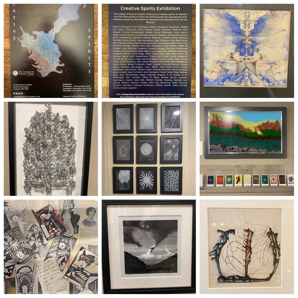 Creative Spirits Exhibition is brilliant at <a href="/Psychic_Studies/">College of Psychic Studies</a> South Kensington on ‘til 10 Dec. includes so many paintings and pics - Madge Gill, Ithell Colquhoun, David Tibet, <a href="/wardsister/">cathy ward</a> , Bruce Lacey - and v well presented throughout the college building.